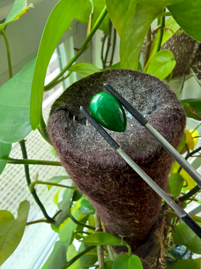 Certified MADE IN JAPAN 6.42 cts. Deep Green Burmese A-Jadeite Pear Shaped Cabochon Loose Stone LS16