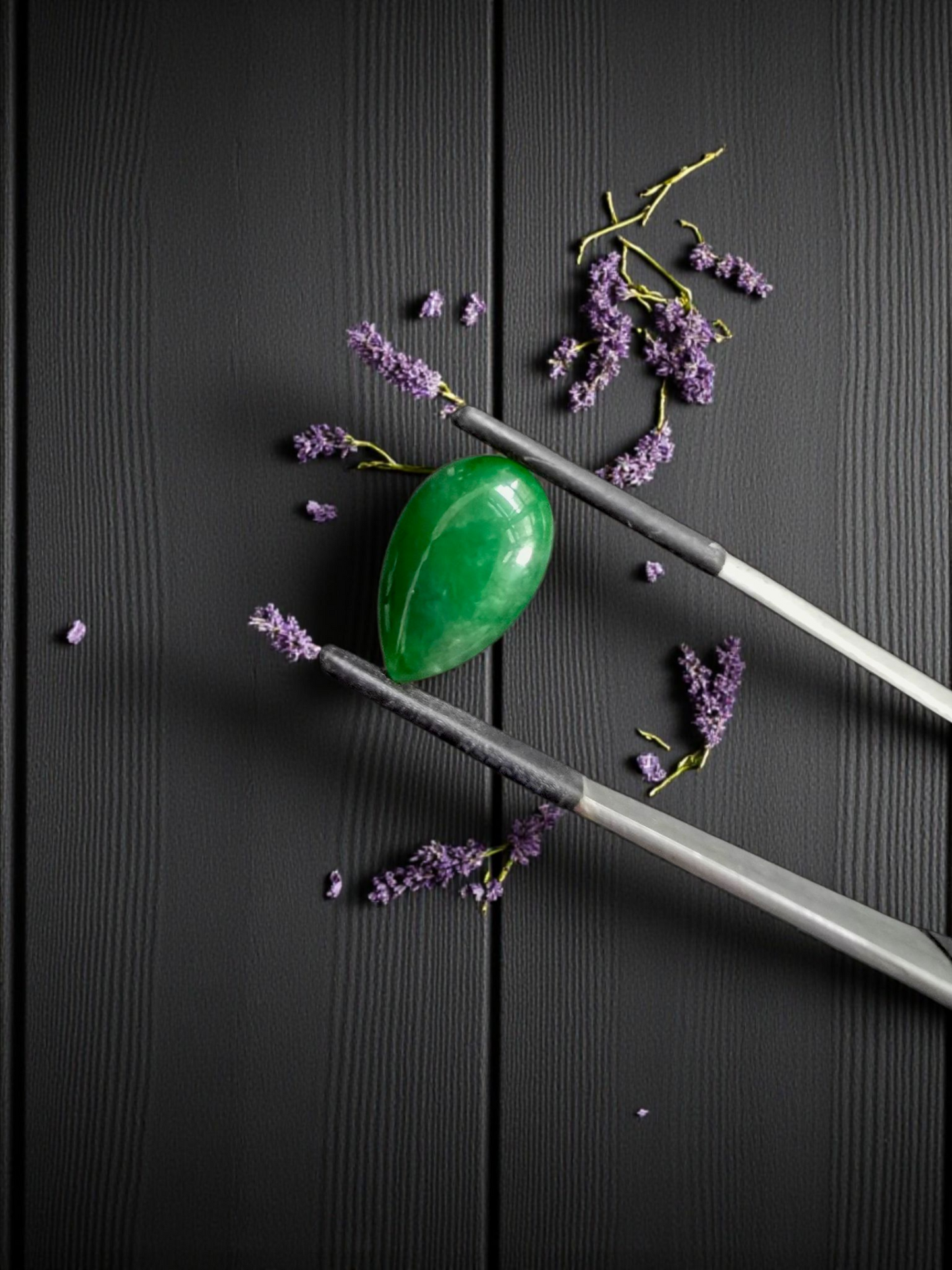 Certified MADE IN JAPAN 6.42 cts. Deep Green Burmese A-Jadeite Pear Shaped Cabochon Loose Stone LS16