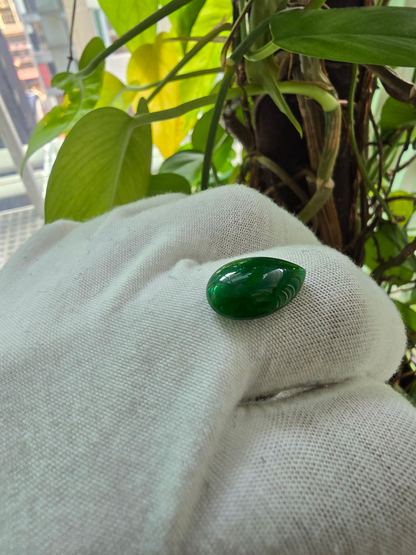 Certified MADE IN JAPAN 6.42 cts. Deep Green Burmese A-Jadeite Pear Shaped Cabochon Loose Stone LS16
