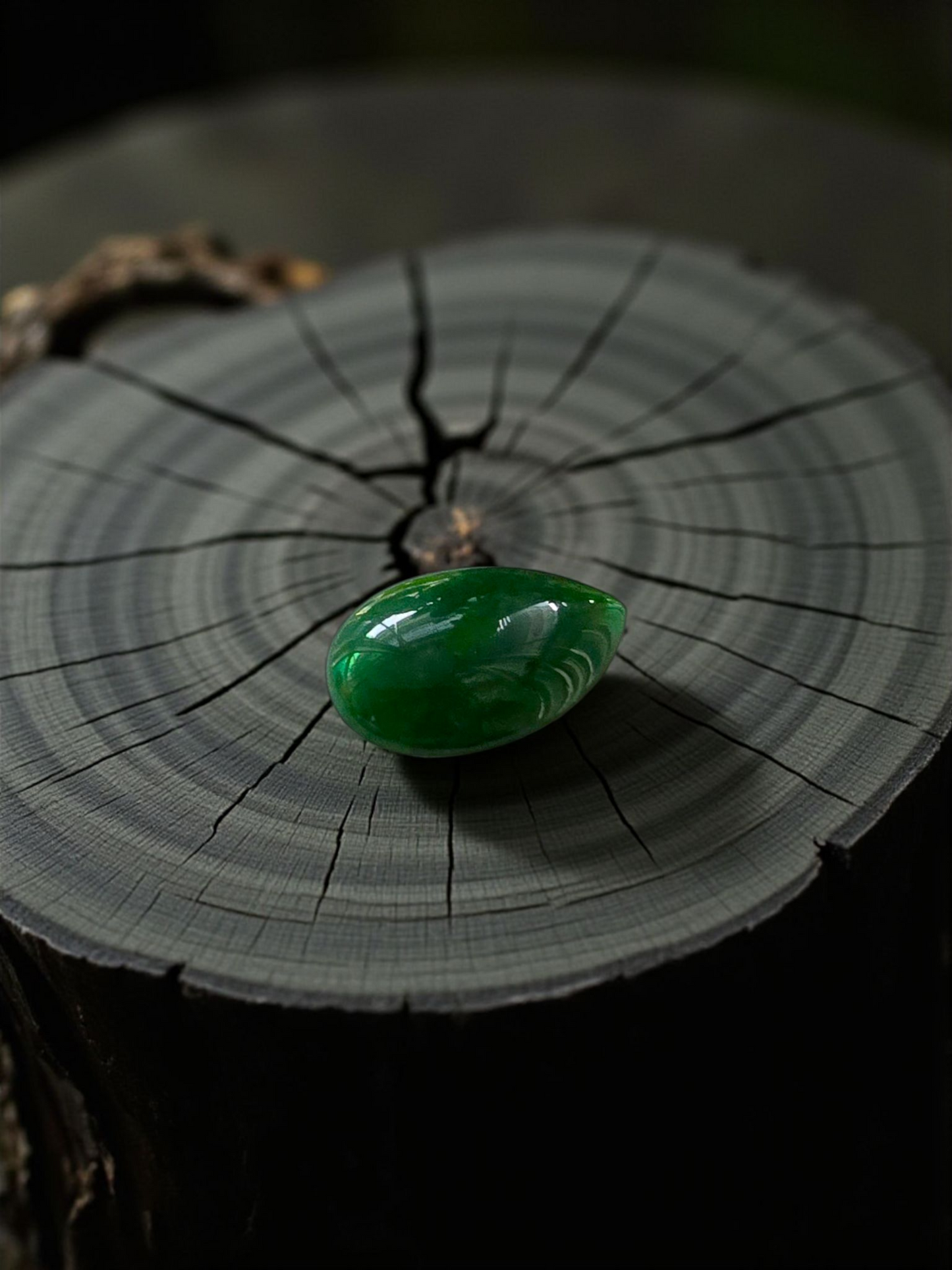 Certified MADE IN JAPAN 6.42 cts. Deep Green Burmese A-Jadeite Pear Shaped Cabochon Loose Stone LS16
