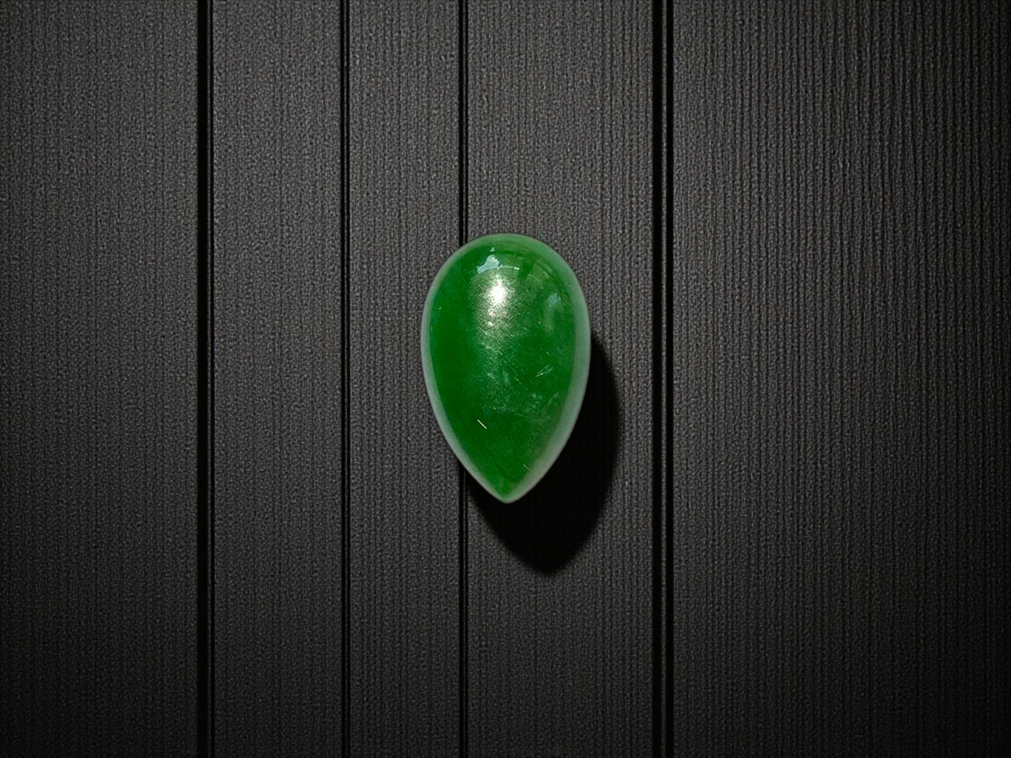 Certified MADE IN JAPAN 6.42 cts. Deep Green Burmese A-Jadeite Pear Shaped Cabochon Loose Stone LS16