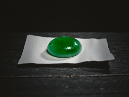 Certified MADE IN JAPAN 3.22 cts. Bright Green Burmese A-Jadeite Oval Cabochon Loose Stone LS17