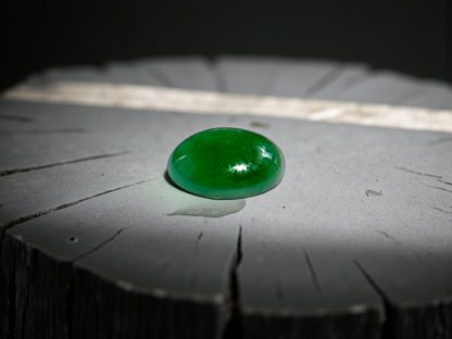 Certified MADE IN JAPAN 3.22 cts. Bright Green Burmese A-Jadeite Oval Cabochon Loose Stone LS17