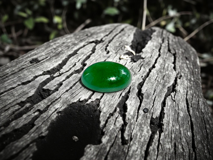 Certified MADE IN JAPAN 3.22 cts. Bright Green Burmese A-Jadeite Oval Cabochon Loose Stone LS17