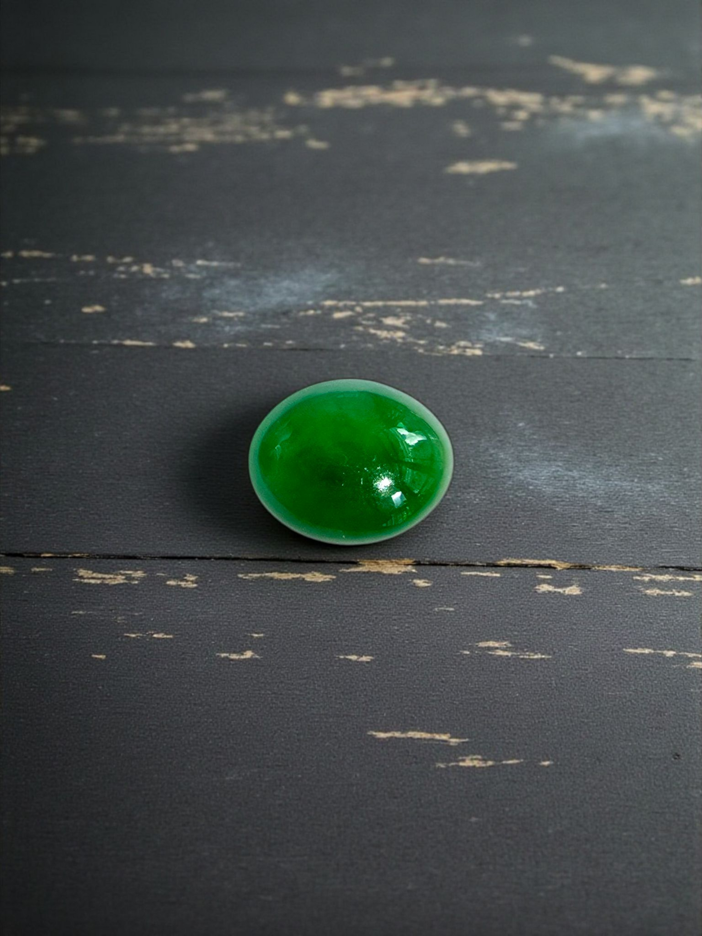 Certified MADE IN JAPAN 3.22 cts. Bright Green Burmese A-Jadeite Oval Cabochon Loose Stone LS17