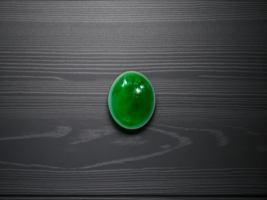 Certified MADE IN JAPAN 3.22 cts. Bright Green Burmese A-Jadeite Oval Cabochon Loose Stone LS17