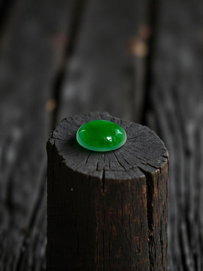 Certified MADE IN JAPAN 3.22 cts. Bright Green Burmese A-Jadeite Oval Cabochon Loose Stone LS17