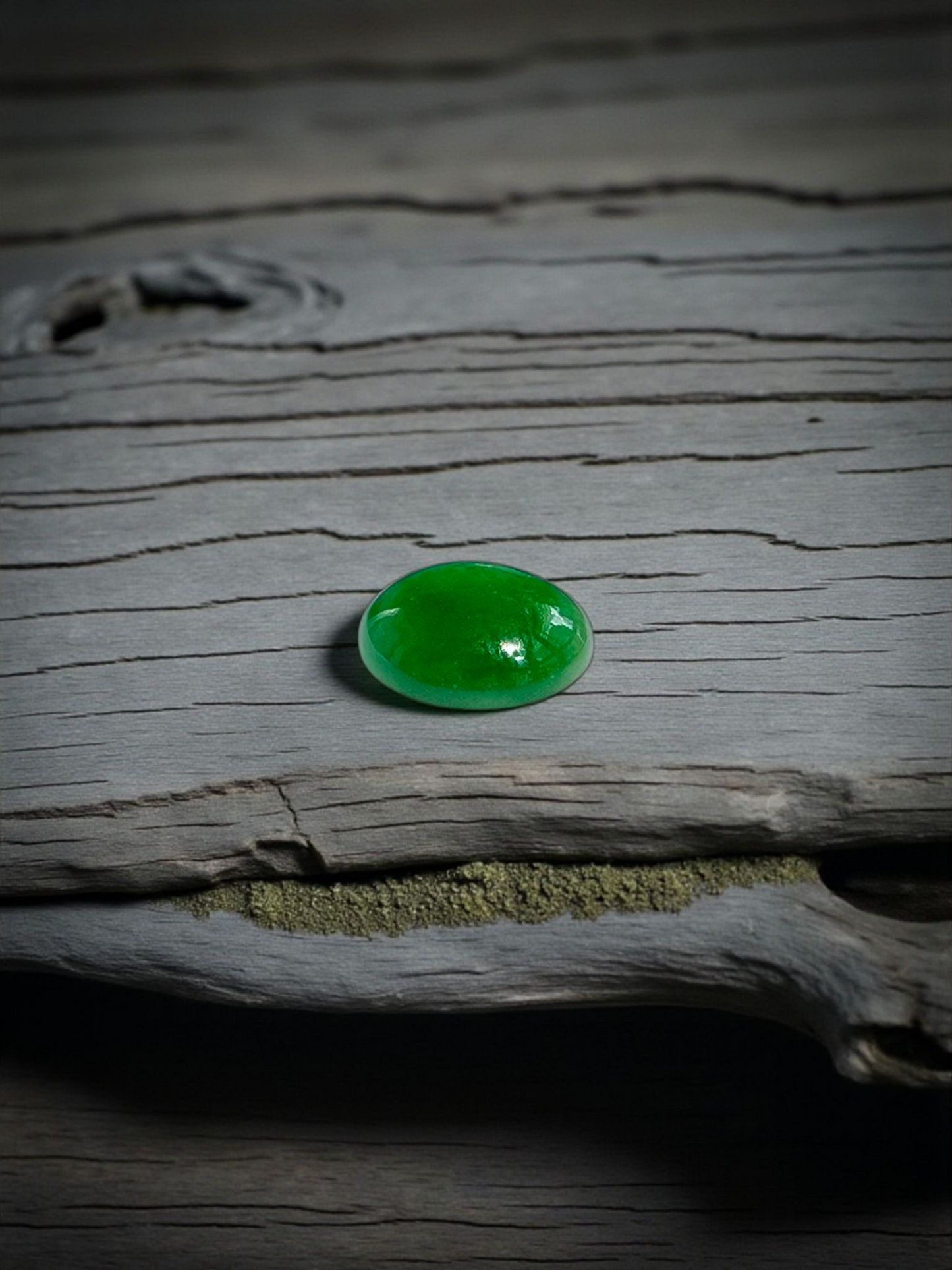 Certified MADE IN JAPAN 3.22 cts. Bright Green Burmese A-Jadeite Oval Cabochon Loose Stone LS17