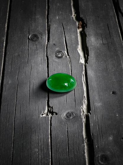 Certified MADE IN JAPAN 3.22 cts. Bright Green Burmese A-Jadeite Oval Cabochon Loose Stone LS17
