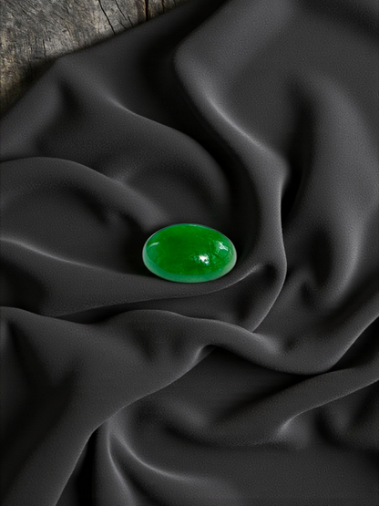 Certified MADE IN JAPAN 3.22 cts. Bright Green Burmese A-Jadeite Oval Cabochon Loose Stone LS17