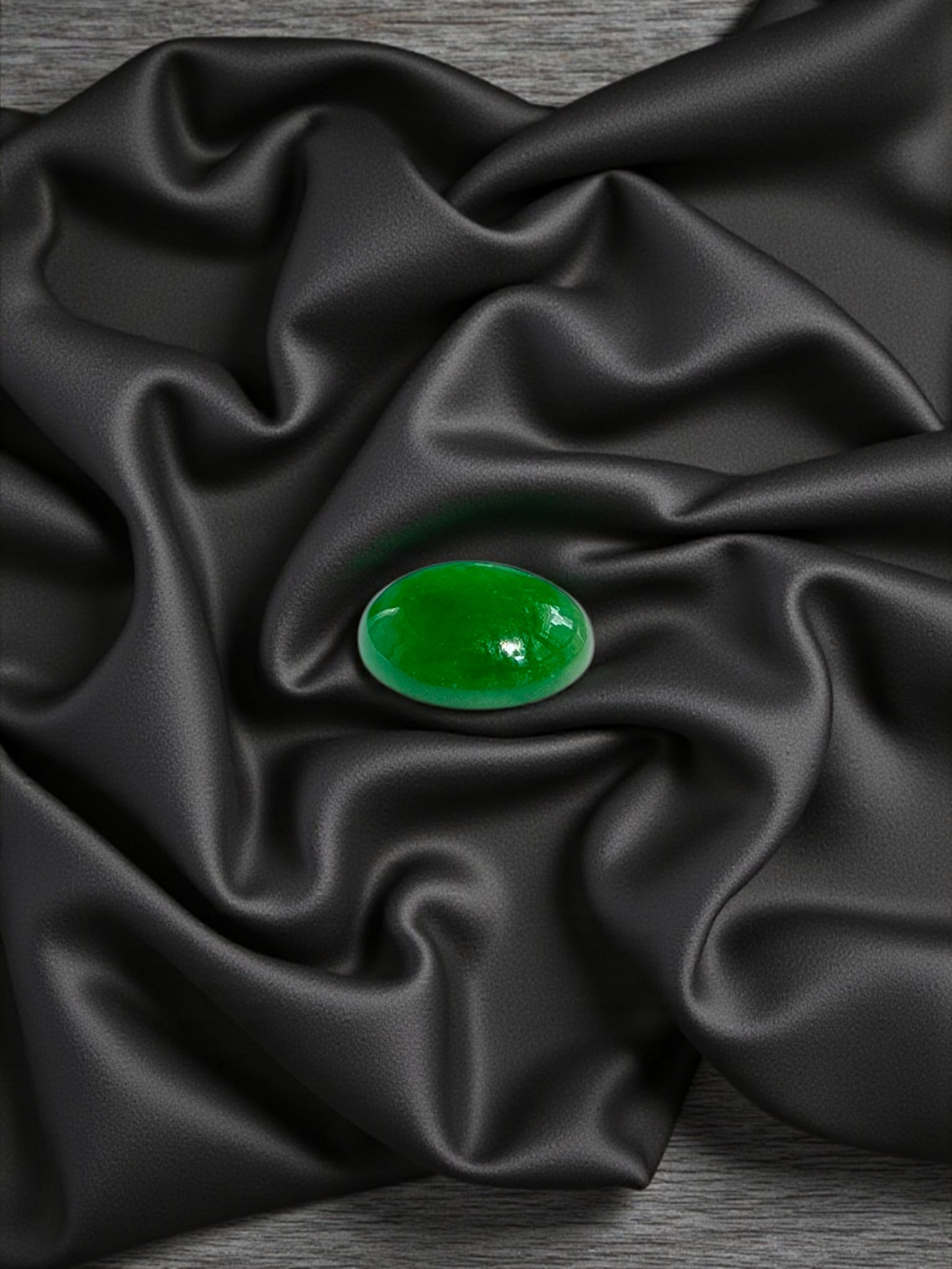 Certified MADE IN JAPAN 3.22 cts. Bright Green Burmese A-Jadeite Oval Cabochon Loose Stone LS17