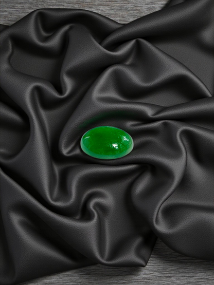 Certified MADE IN JAPAN 3.22 cts. Bright Green Burmese A-Jadeite Oval Cabochon Loose Stone LS17