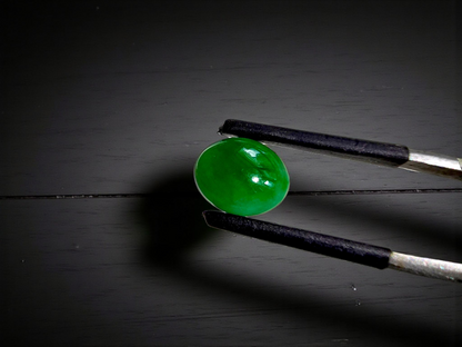 Certified MADE IN JAPAN 3.22 cts. Bright Green Burmese A-Jadeite Oval Cabochon Loose Stone LS17