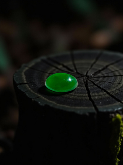 Certified MADE IN JAPAN 3.22 cts. Bright Green Burmese A-Jadeite Oval Cabochon Loose Stone LS17