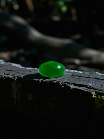 Certified MADE IN JAPAN 3.22 cts. Bright Green Burmese A-Jadeite Oval Cabochon Loose Stone LS17