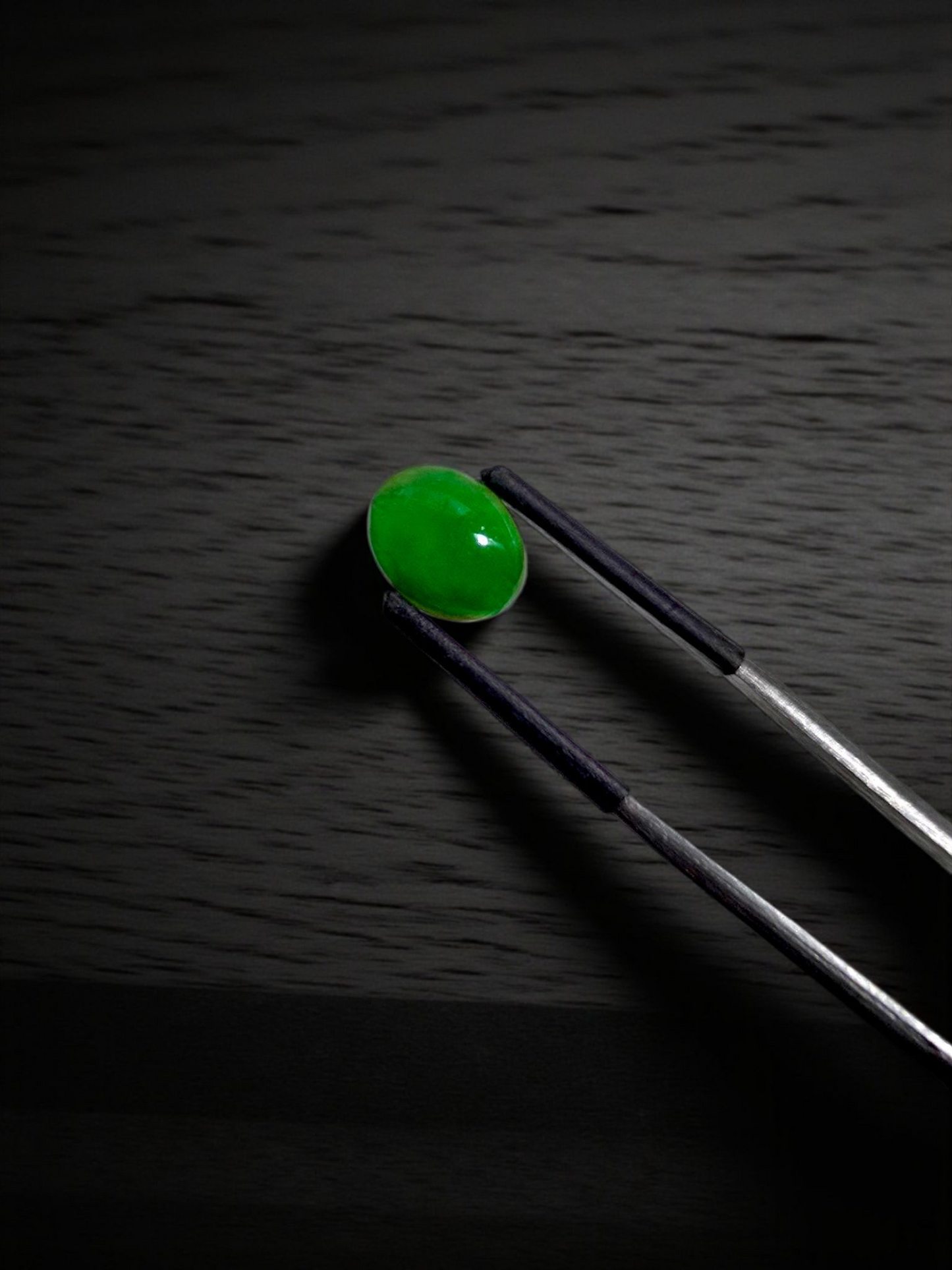 Certified MADE IN JAPAN 3.09 cts. Bright Green Burmese A-Jadeite Oval Cabochon Loose Stone LS18