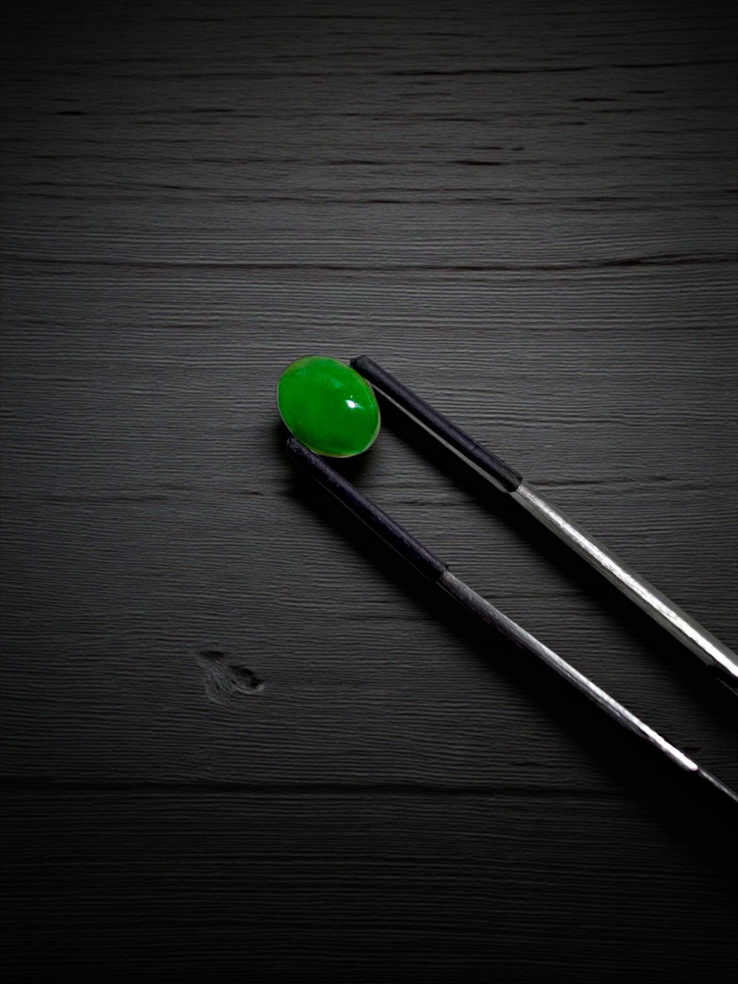 Certified MADE IN JAPAN 3.09 cts. Bright Green Burmese A-Jadeite Oval Cabochon Loose Stone LS18