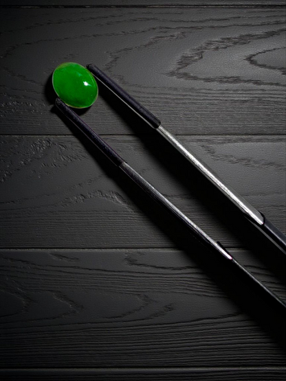 Certified MADE IN JAPAN 3.09 cts. Bright Green Burmese A-Jadeite Oval Cabochon Loose Stone LS18