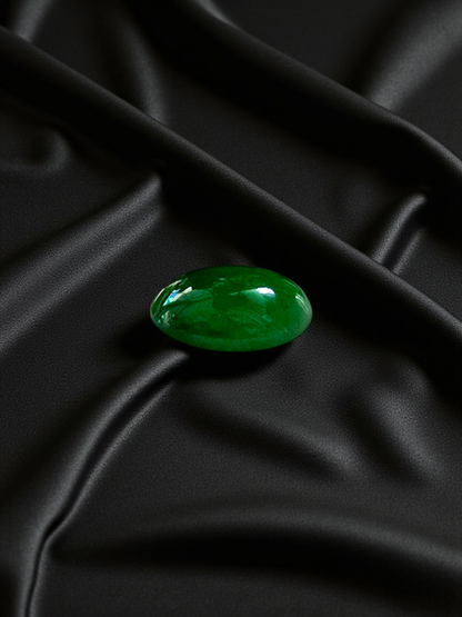 Certified MADE IN JAPAN 3.09 cts. Bright Green Burmese A-Jadeite Oval Cabochon Loose Stone LS18