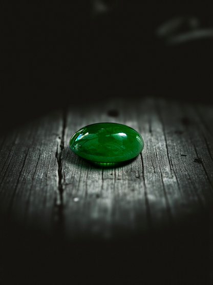 Certified MADE IN JAPAN 3.09 cts. Bright Green Burmese A-Jadeite Oval Cabochon Loose Stone LS18