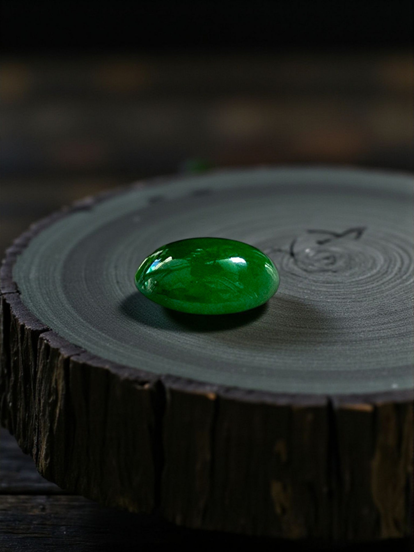 Certified MADE IN JAPAN 3.09 cts. Bright Green Burmese A-Jadeite Oval Cabochon Loose Stone LS18