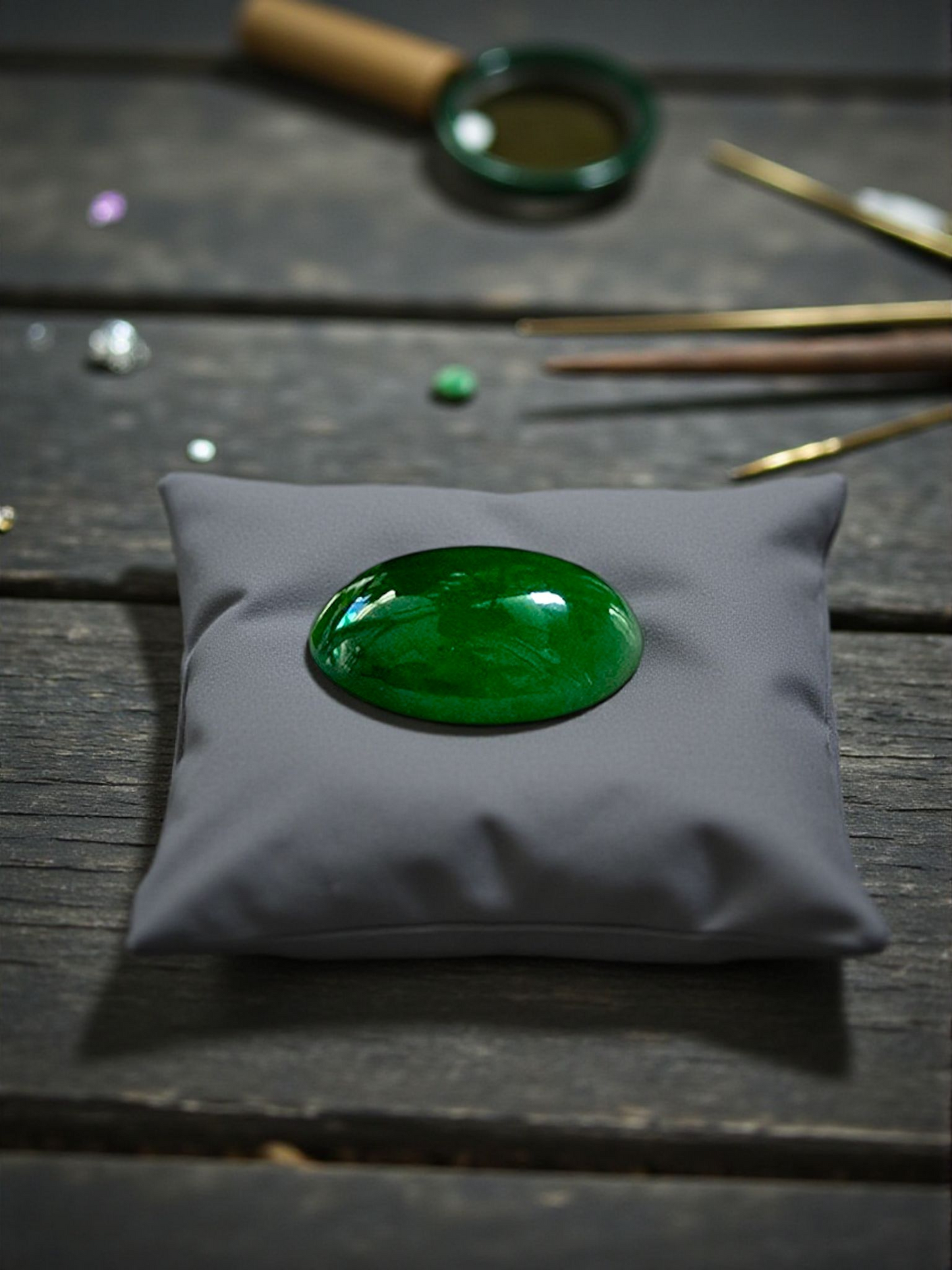 Certified MADE IN JAPAN 3.09 cts. Bright Green Burmese A-Jadeite Oval Cabochon Loose Stone LS18