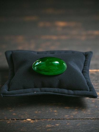 Certified MADE IN JAPAN 3.09 cts. Bright Green Burmese A-Jadeite Oval Cabochon Loose Stone LS18