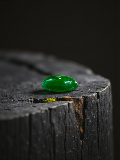 Certified MADE IN JAPAN 1.08 cts. Bright Green Burmese A-Jadeite Oval Cabochon Loose Stone LS19