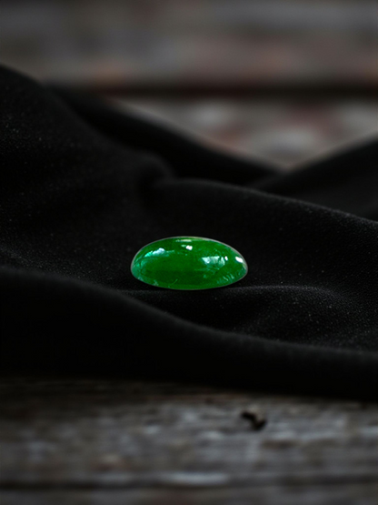 Certified MADE IN JAPAN 1.08 cts. Bright Green Burmese A-Jadeite Oval Cabochon Loose Stone LS19