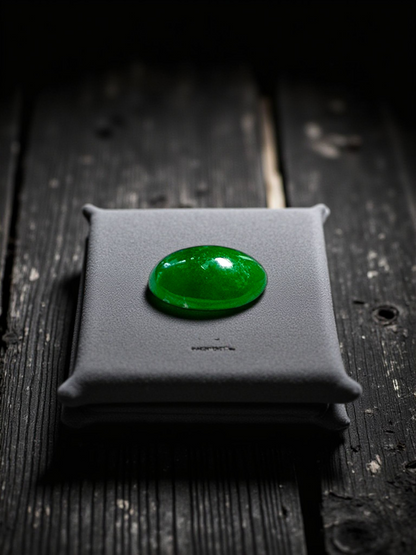 Certified MADE IN JAPAN 1.08 cts. Bright Green Burmese A-Jadeite Oval Cabochon Loose Stone LS19