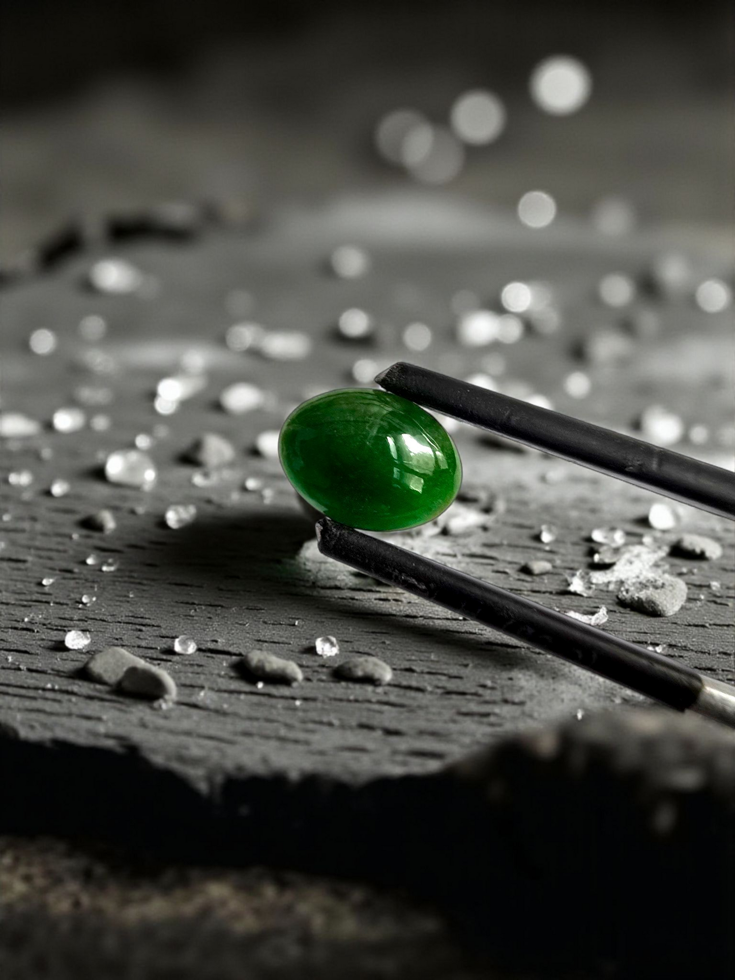 Certified MADE IN JAPAN 1.75 cts. Deep Green Burmese A-Jadeite Oval Cabochon Loose Stone LS20