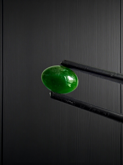 Certified MADE IN JAPAN 1.75 cts. Deep Green Burmese A-Jadeite Oval Cabochon Loose Stone LS20