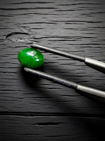 Certified MADE IN JAPAN 1.75 cts. Deep Green Burmese A-Jadeite Oval Cabochon Loose Stone LS20