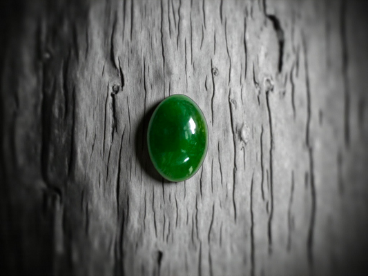Certified MADE IN JAPAN 1.75 cts. Deep Green Burmese A-Jadeite Oval Cabochon Loose Stone LS20