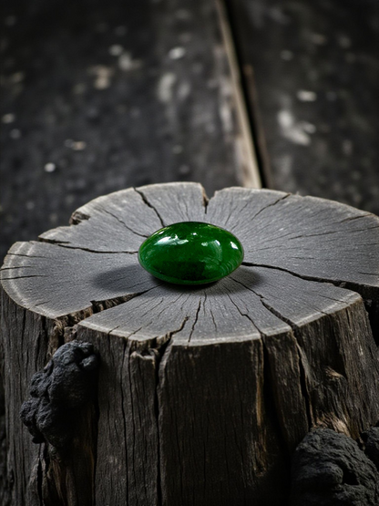 Certified MADE IN JAPAN 1.75 cts. Deep Green Burmese A-Jadeite Oval Cabochon Loose Stone LS20