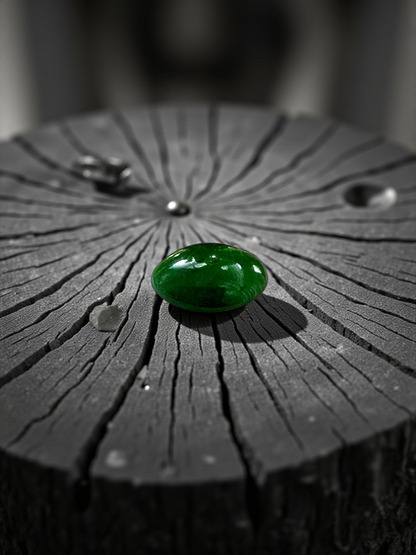 Certified MADE IN JAPAN 1.75 cts. Deep Green Burmese A-Jadeite Oval Cabochon Loose Stone LS20