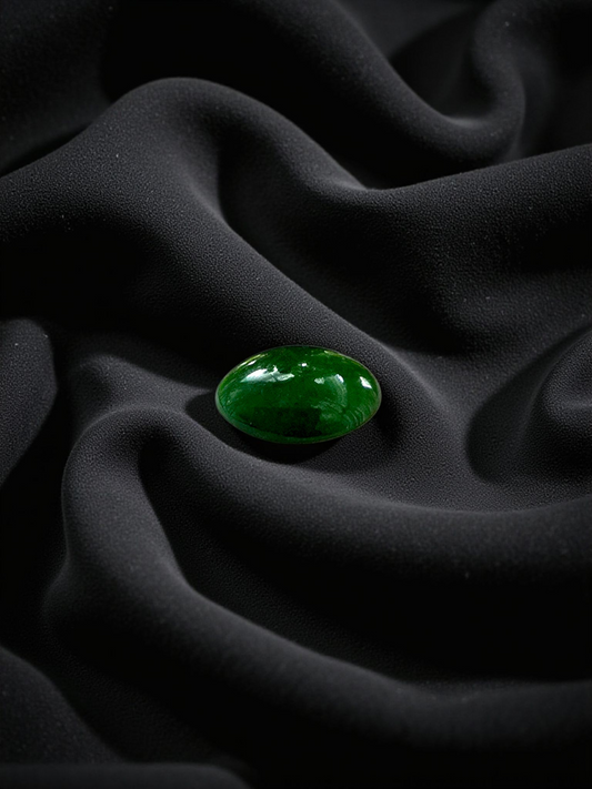 Certified MADE IN JAPAN 1.75 cts. Deep Green Burmese A-Jadeite Oval Cabochon Loose Stone LS20