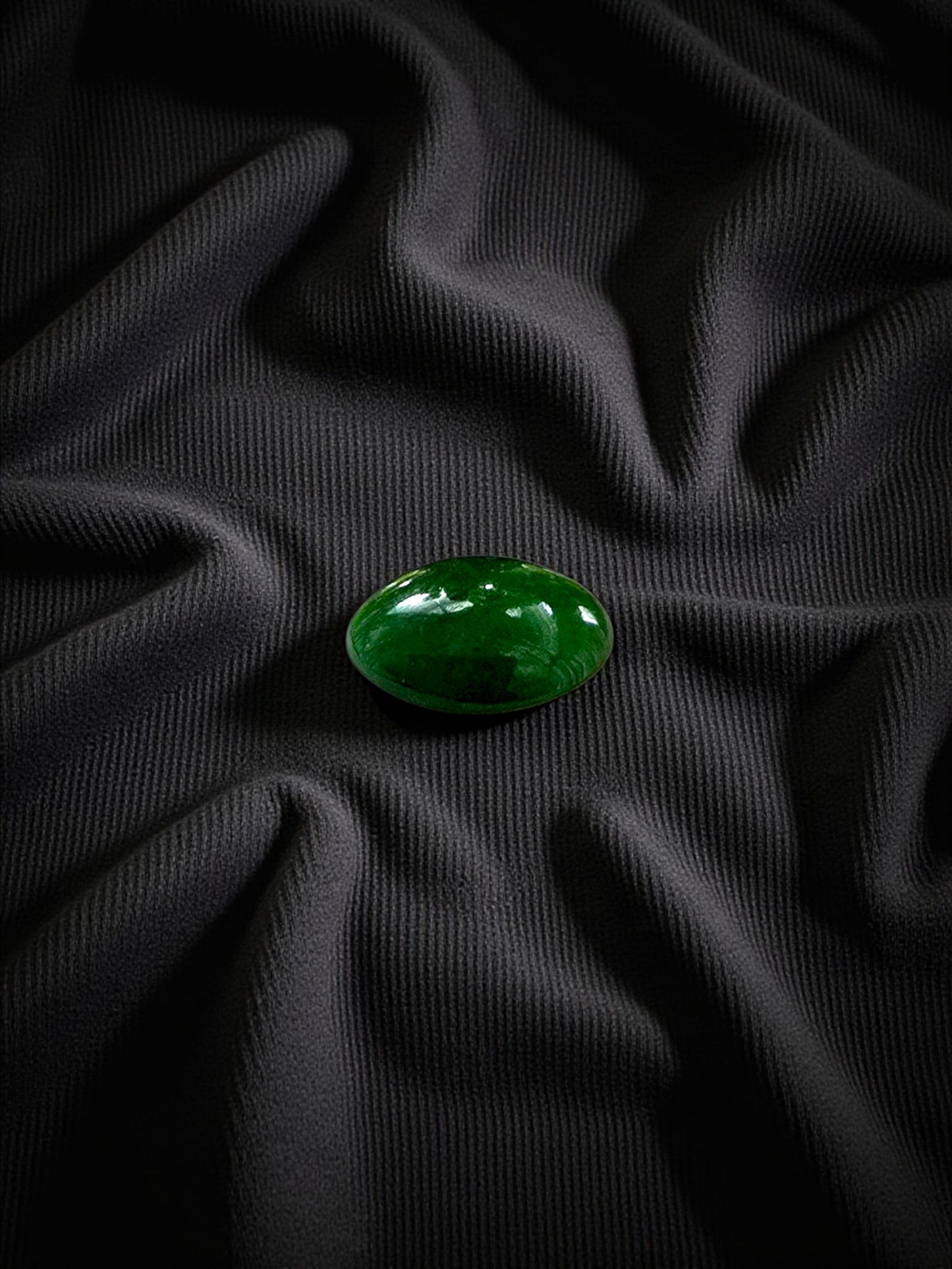 Certified MADE IN JAPAN 1.75 cts. Deep Green Burmese A-Jadeite Oval Cabochon Loose Stone LS20