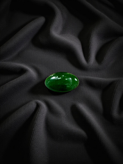 Certified MADE IN JAPAN 1.75 cts. Deep Green Burmese A-Jadeite Oval Cabochon Loose Stone LS20