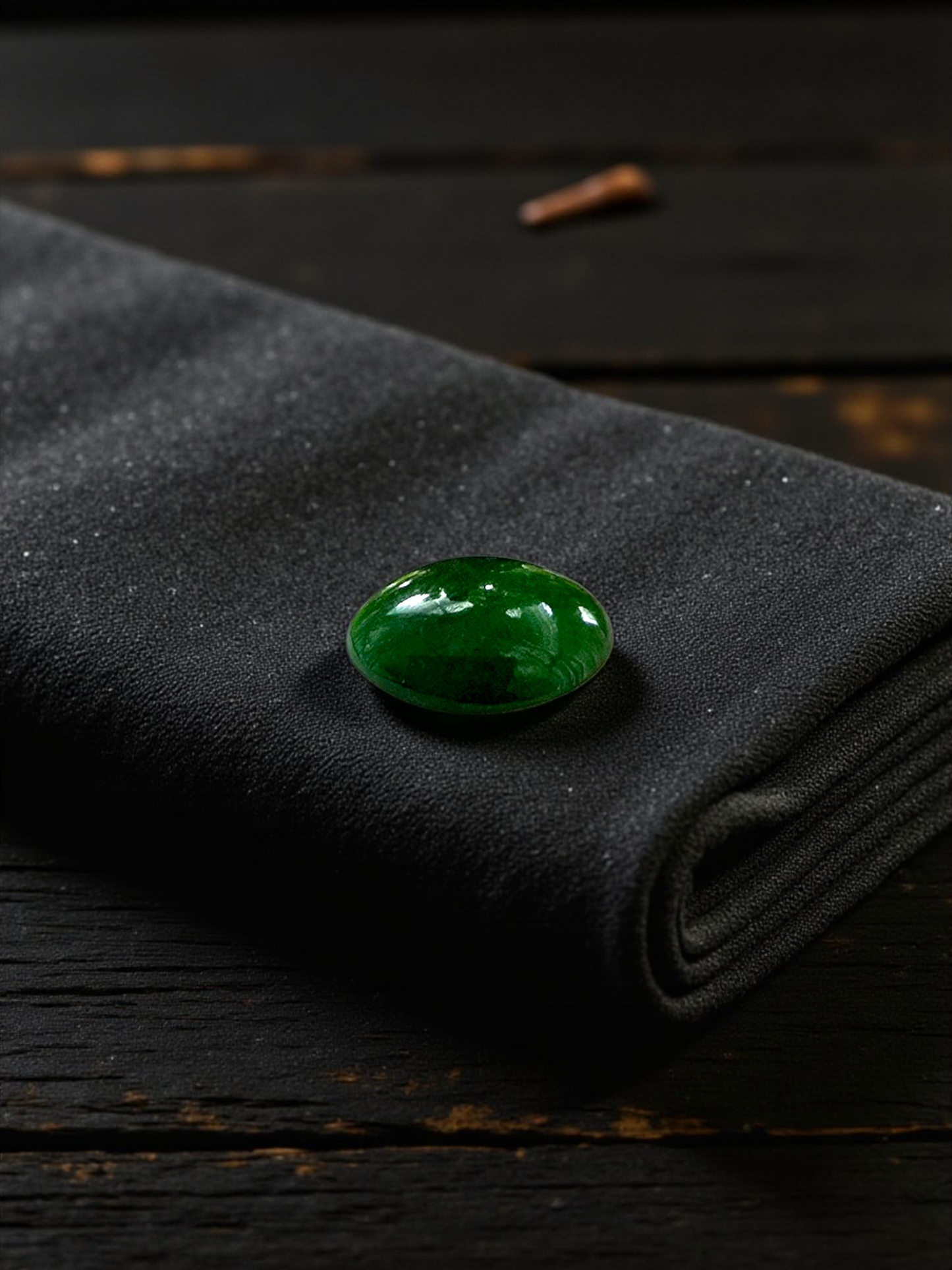 Certified MADE IN JAPAN 1.75 cts. Deep Green Burmese A-Jadeite Oval Cabochon Loose Stone LS20