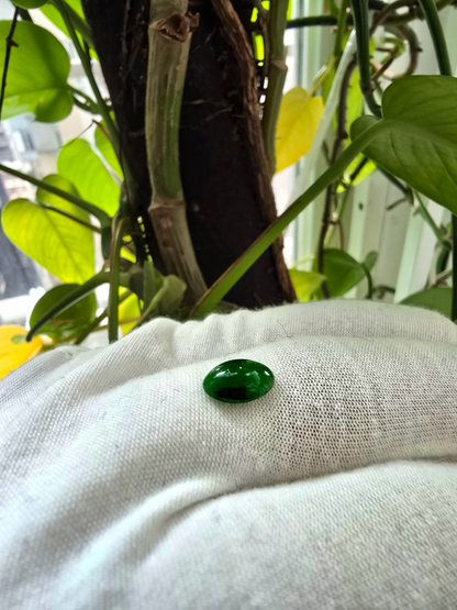 Certified MADE IN JAPAN 1.75 cts. Deep Green Burmese A-Jadeite Oval Cabochon Loose Stone LS20
