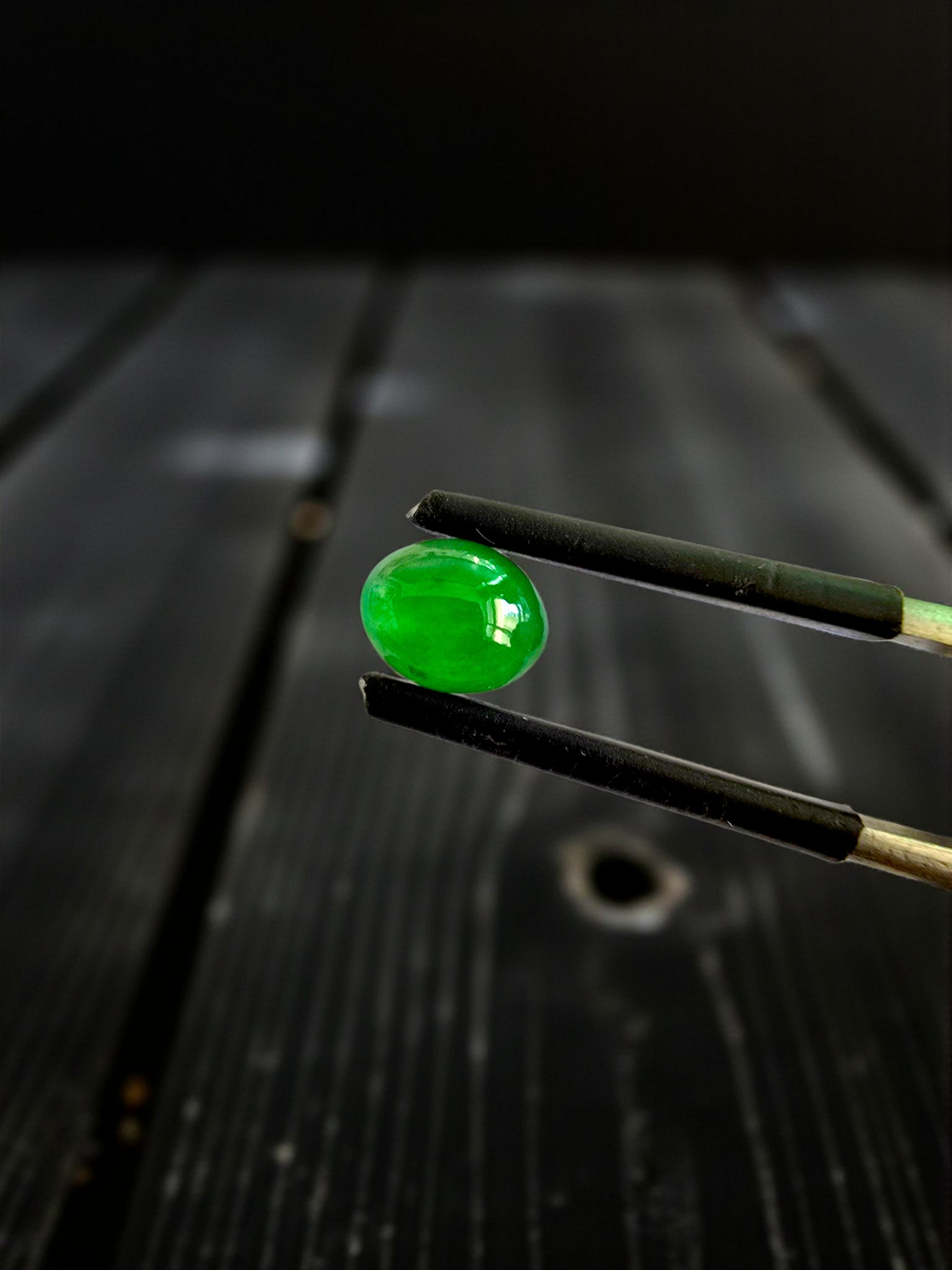 Certified MADE IN JAPAN 1.16 cts. Bright Green Burmese A-Jadeite Oval Cabochon Loose Stone LS21