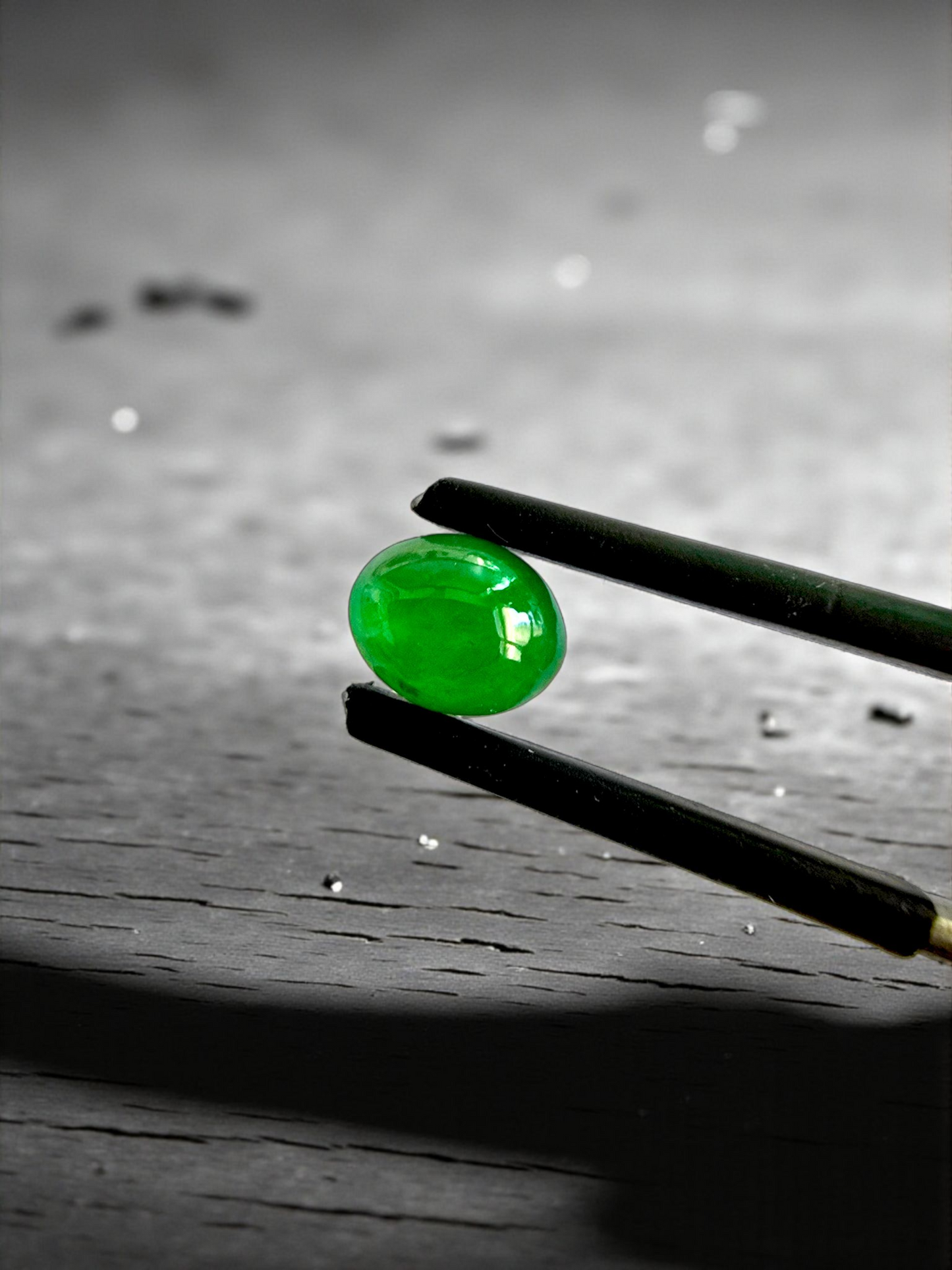 Certified MADE IN JAPAN 1.16 cts. Bright Green Burmese A-Jadeite Oval Cabochon Loose Stone LS21