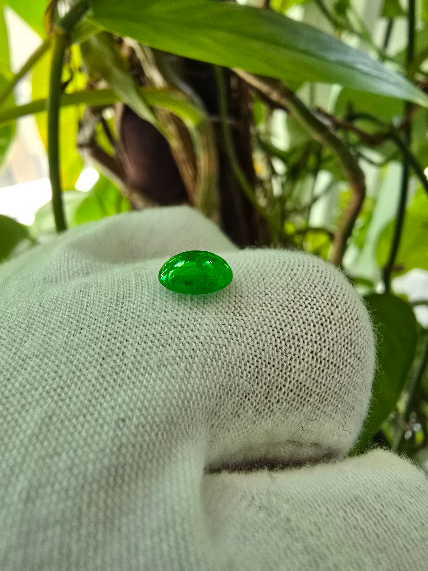 Certified MADE IN JAPAN 1.16 cts. Bright Green Burmese A-Jadeite Oval Cabochon Loose Stone LS21
