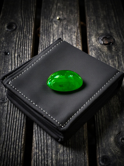 Certified MADE IN JAPAN 1.16 cts. Bright Green Burmese A-Jadeite Oval Cabochon Loose Stone LS21