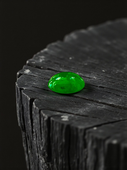 Certified MADE IN JAPAN 1.16 cts. Bright Green Burmese A-Jadeite Oval Cabochon Loose Stone LS21