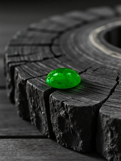 Certified MADE IN JAPAN 1.16 cts. Bright Green Burmese A-Jadeite Oval Cabochon Loose Stone LS21