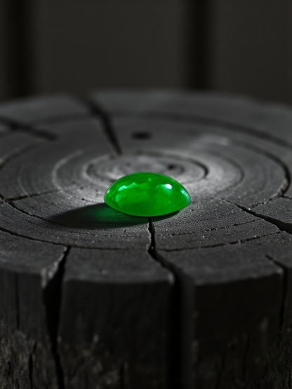 Certified MADE IN JAPAN 1.16 cts. Bright Green Burmese A-Jadeite Oval Cabochon Loose Stone LS21