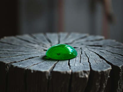 Certified MADE IN JAPAN 1.16 cts. Bright Green Burmese A-Jadeite Oval Cabochon Loose Stone LS21