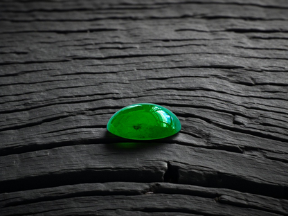 Certified MADE IN JAPAN 1.16 cts. Bright Green Burmese A-Jadeite Oval Cabochon Loose Stone LS21